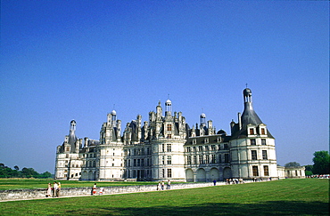 France, To Uraine, Loir-Et-Cher, Chambord, The Renaissance Castle Built By King Francois 1er, Facade On Park