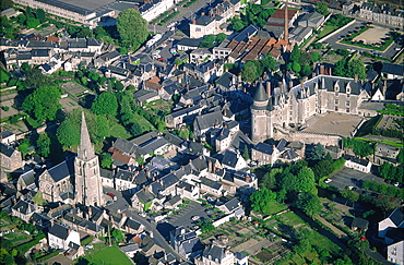 France, To Uraine Val-De-Loire, In Dre-Et-Loire, Langeais, The Castle In The Middle Of The City, Aerial View