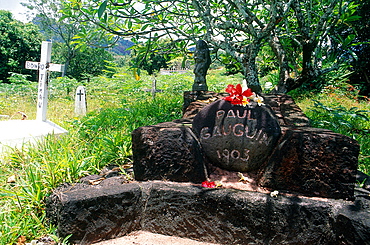 French Polynesia, Marquesas Archipelago, Hiva-Oa Island, At Uona Village, Painter Paul Gauguin's Grave In The Catholic Cemetery