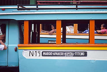 Local bus (truck), at Papeete market, Tahiti, Society Islands, French Polynesia, Pacific