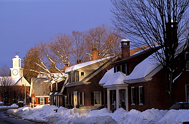 Woodstock in winter, Vermont, Usa