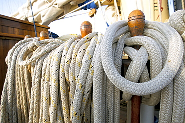 Rope on deck of cruise ship, Southeast Asia, Asia