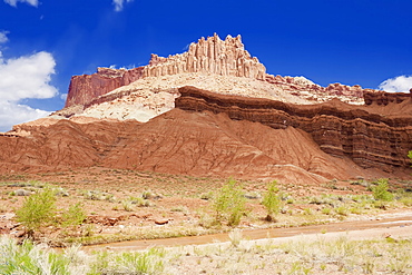 The Castle and Fremont River, Capitol Reef National Park, Utah, United States of America, North America