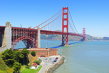 Golden Gate Bridge and Fort Point, San Francisco, California, United States of America, North America