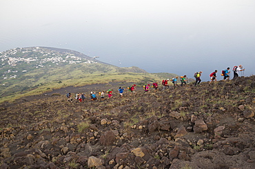 Volcano trekking, Stromboli, Aeolian Islands, UNESCO World Heritage Site, Sicily, Italy, Mediterranean, Europe