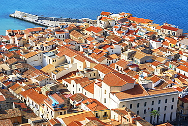 Aerial view of Cefalu from La Rocca, Cefalu, Sicily, Italy, Mediterranean, Europe