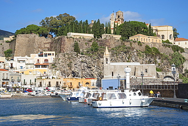 Marina Corta harbor, Lipari Town, Lipari Island, Aeolian Islands, UNESCO World Heritage Site, Sicily, Italy, Mediterranean, Europe