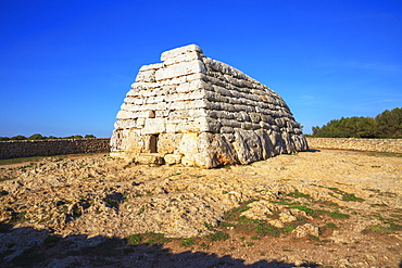 Naveta or megalithic tomb at the site of Es Tudons, Menorca, Balearic Islands, Spain, Mediterranean, Europe