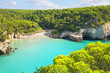 View of Cala Mitjana, Menorca, Balearic Islands, Spain, Mediterranean, Europe