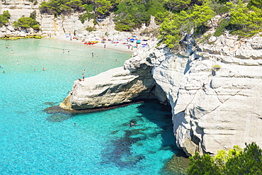 View of Cala Mitjana, Menorca, Balearic Islands, Spain, Mediterranean, Europe