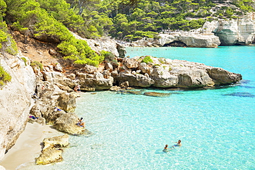 View of Cala Mitjana, Menorca, Balearic Islands, Spain, Mediterranean, Europe