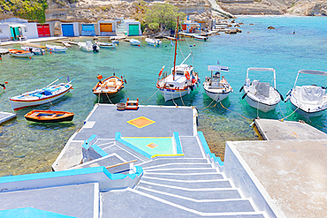 The small fishing village of Mandrakia, Mandrakia, Milos Island, Cyclades Islands, Greek Islands, Greece, Europe