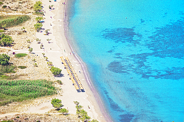 Kamares beach, high angle view, Kamares, Sifnos Island, Cyclades, Greek Islands, Greece, Europe