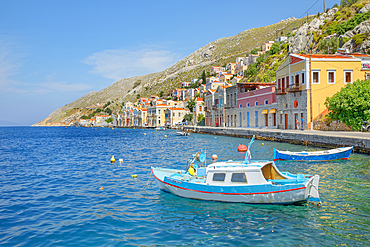 View of Gialos Harbour, Gialos, Symi Island, Dodecanese Islands, Greece