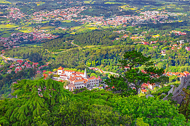 Sintra town, high angle view, Sintra, Portugal