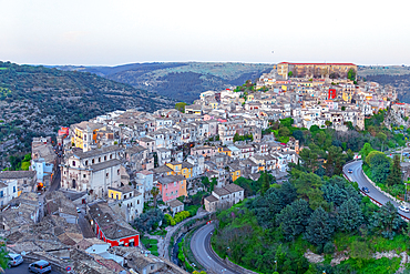 Elevated view of Ragusa Ibla historic town, Ragusa Ibla, Ragusa province, Sicily, Italy