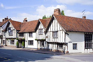 The famous Swan Inn in the High Street of this medieval wool town of timber-framed houses mostly dating from the 15th century, Lavenham, Suffolk, England, United Kingdom, Europe