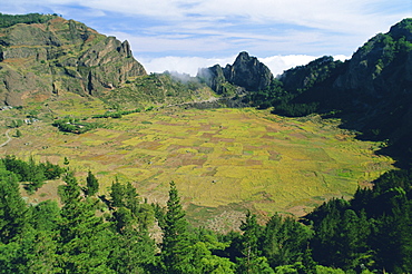 The crater of a volcano on the island of Santo Antao, Cape Verde Islands, Atlantic Ocean