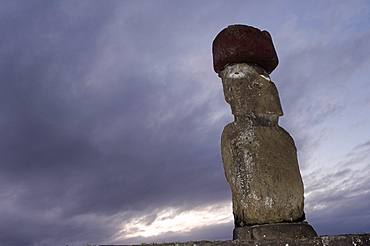 One of the group of moai at Ahu Tahai, near Hanga Roa, Easter Island, UNESCO World Heritage Site, Chile, South America