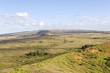 Volcanic crater of Rano Raraku, Easter Island, Chile, South America