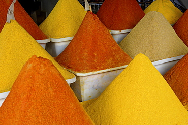 Spices for sale in the heart of the medina, Essaouira, Morocco, North Africa, Africa