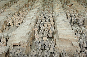 Terracotta Army, guarded the first Emperor of China, Qin Shi Huangdi's tomb, Xian, Lintong, Shaanxi, China, Asia