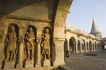 Stone statues, Castle Hill area, Budapest, Hungary, Europe