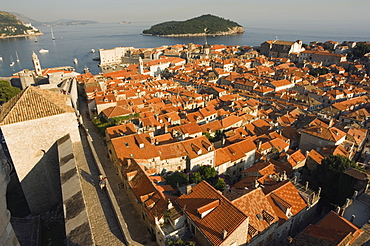 Old Town houses, city walls, Lokrum Island, Dubrovnik, UNESCO World Heritage, Dalmatia, Croatia, Adriatic, Europe