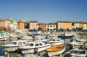 Old Town and boats in harbour, Rovinj, Istria coast, Croatia, Europe