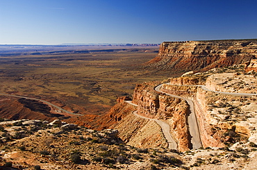 Hairpin bends leading down to the Valley of the Gods near Monument Valley, Arizona, United States of America, North America