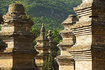 Pagoda Forest cemetery at Shaoling Temple, birthplace of Kung Fu martial arts, Shaolin, Henan Province, China, Asia