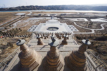 108 Dagobas, Buddhist temple in Qingtongxia, Ningxia Province, China, Asia