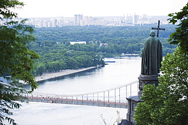 Statue of Volodymyr the Great above Dnieper River, Kiev, Ukraine, Europe