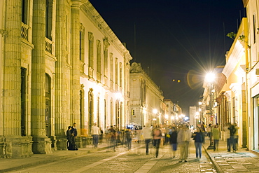 Nightime street scene, Oaxaca, Oaxaca state, Mexico, North America