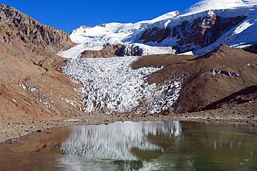 Glacier near Plaza de Mulas basecamp, Aconcagua Provincial Park, Andes mountains, Argentina, South America