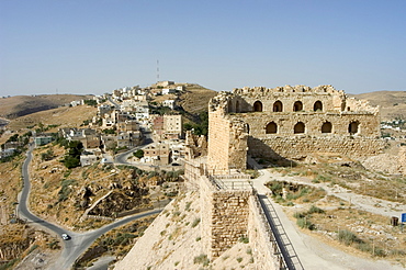 Karak Crusader castle ruins and town, Karak, Jordan, Middle East