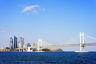 City skyline and Gwangang bridge, Busan, South Korea, Asia