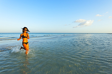 Girl on Sugar Beach, Bantayan Island, Cebu, The Visayas, Philippines, Southeast Asia, Asia