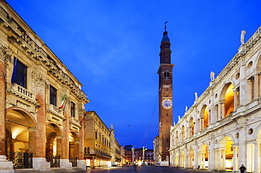 Clock tower on the Basilica Palladiana, Piazza Signori, Vicenza, UNESCO World Heritage Site, Veneto, Italy, Europe