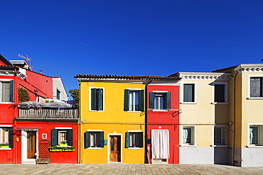 Multi coloured houses in Burano, Venice, UNESCO World Heritage Site, Veneto, Italy, Europe