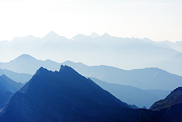 Silhouetted mountain view, Italian Alps, Italy, Europe