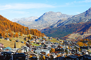 Saas Fee resort in autumn, Valais, Swiss Alps, Switzerland, Europe