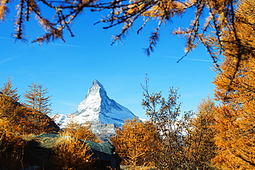 The Matterhorn, 4478m, in autumn, Zermatt, Valais, Swiss Alps, Switzerland, Europe