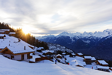 Sunset, Veysonnaz (Verbier), 4 Vallees, Valais, Swiss Alps, Switzerland, Europe