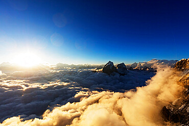 View of Toboche, 6495m, from Ama Dablam, Sagarmatha National Park, UNESCO World Heritage Site, Khumbu Valley, Nepal, Himalayas, Asia