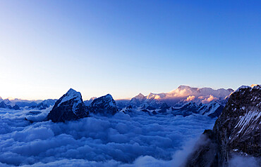 View of Toboche, 6495m, from Ama Dablam, Sagarmatha National Park, UNESCO World Heritage Site, Khumbu Valley, Nepal, Himalayas, Asia