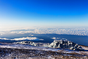 Summit views and receding glacier on Mount Kilimanjaro, Kilimanjaro National Park, UNESCO World Heritage Site, Tanzania, East Africa, Africa