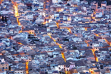 Aerial view of old town, Pollenca, Majorca, Balearic Islands, Spain, Mediterranean, Europe