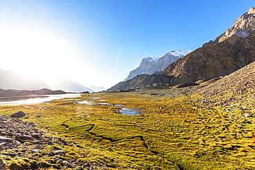 Scenery near Moskvina base camp, Tajik National Park (Mountains of the Pamirs), UNESCO World Heritage Site, Tajikistan, Central Asia, Asia