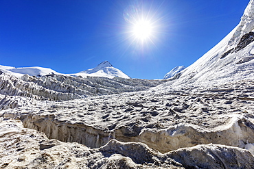 Moskvina Glacier near Communism Peak, Tajik National Park (Mountains of the Pamirs), UNESCO World Heritage Site, Tajikistan, Central Asia, Asia